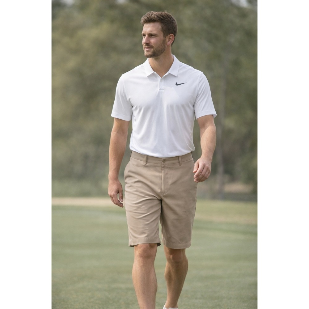 Nike Golf Mens‎ Khaki Flat Front Pleated Shorts Size 32 Waist